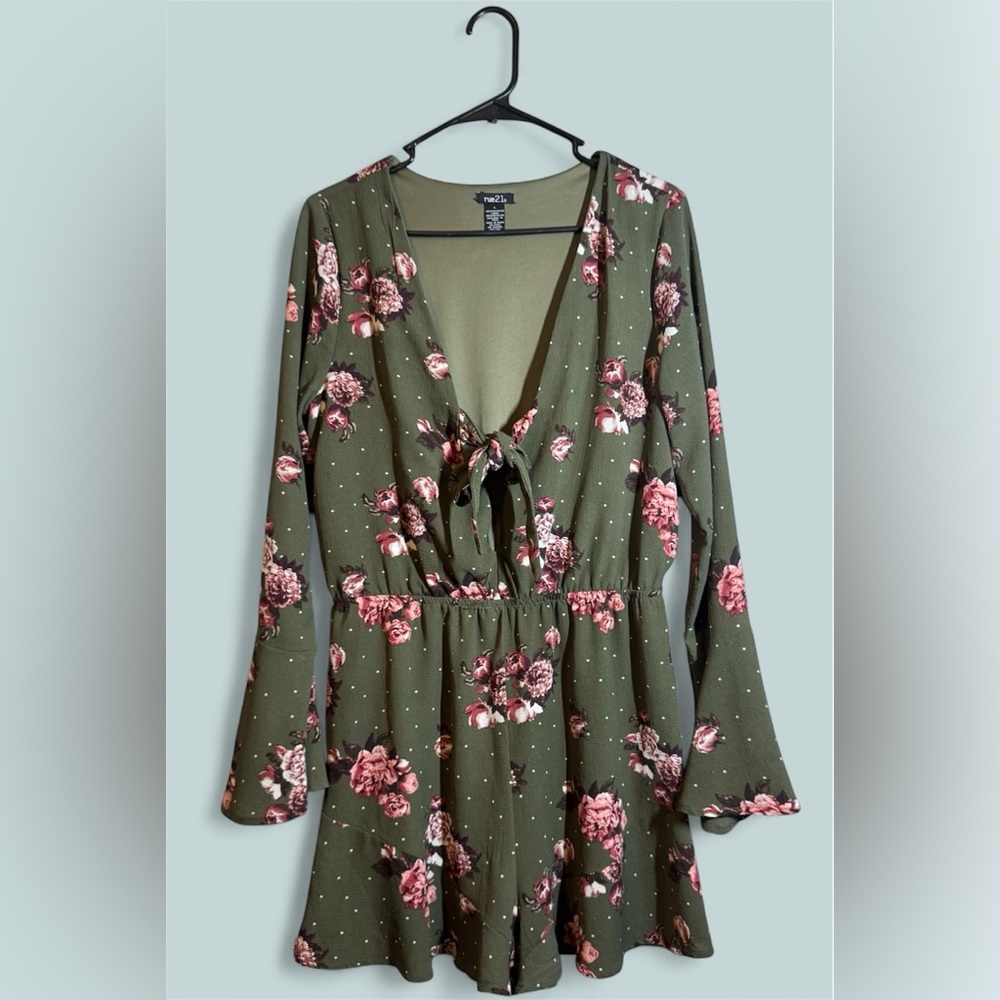 Floral Green Romper